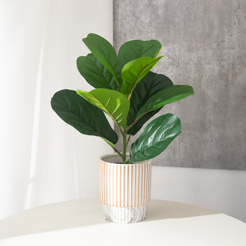 Rubber Plant Ficus - 38cm 9 포크 인공 Ficus 식물