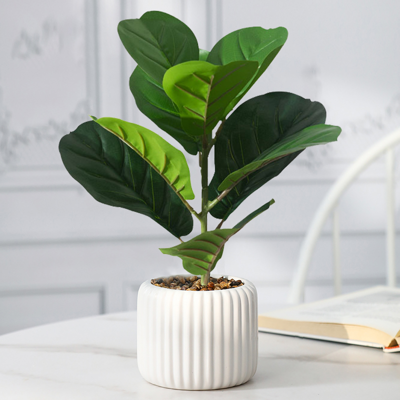 Rubber Plant Ficus - 38cm 가짜 Ficus 나무 인공 바이올린