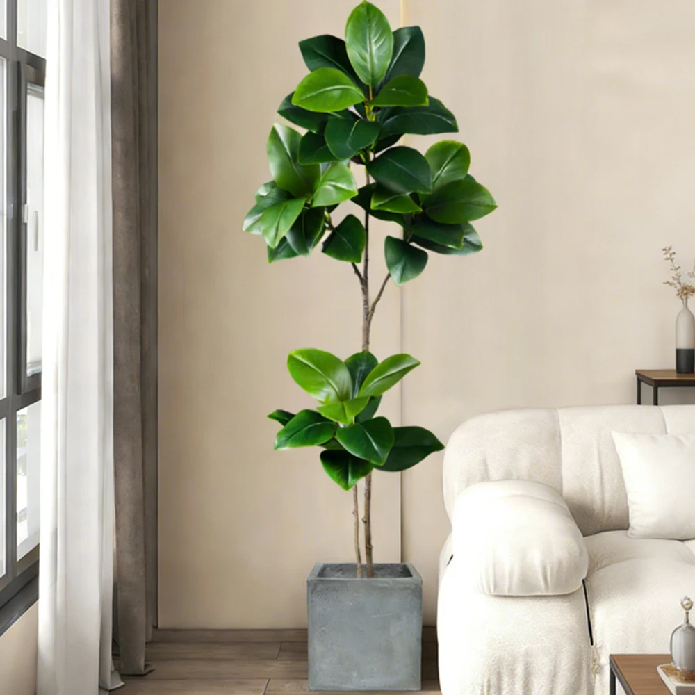Rubber Plant Ficus - 2-4.5피트 인조 고무나무 가짜 무화과나무 플라스틱
