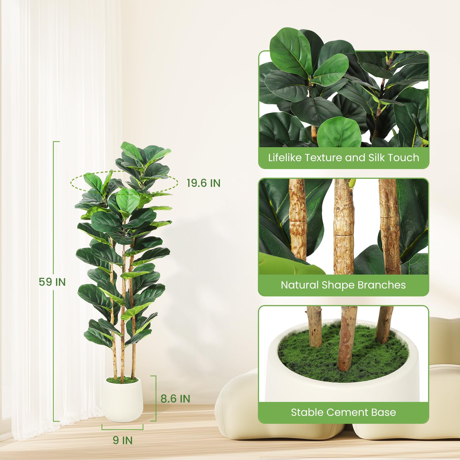 인조 피클리스 나무, 흰색 화분 포함, 5/6/7피트  - Rubber Plant Ficus 리뷰 및 가격